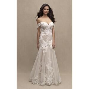 NEW ALLURE COUTURE fit-and-flare​ wedding dress in ivory over nude
